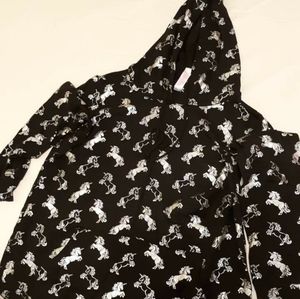 Black / Silver Unicorn LongSleeve Pullover Hoodie